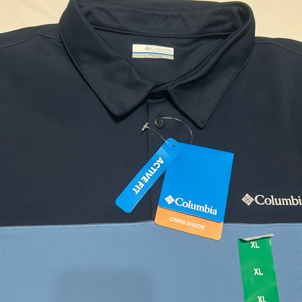 Columbia Men's Blue Polo Shirt XL NWT